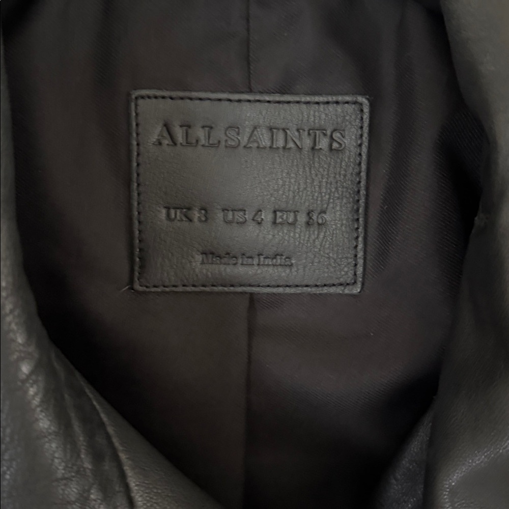 All Saints Black Leather Biker Jacket - Picture 2 of 3